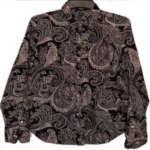 Chaps Black and White Paisley Brouse Size P/L